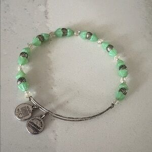 Alex and Ani Mosaic sage Wrap Charm Bangle bracelet silver retired